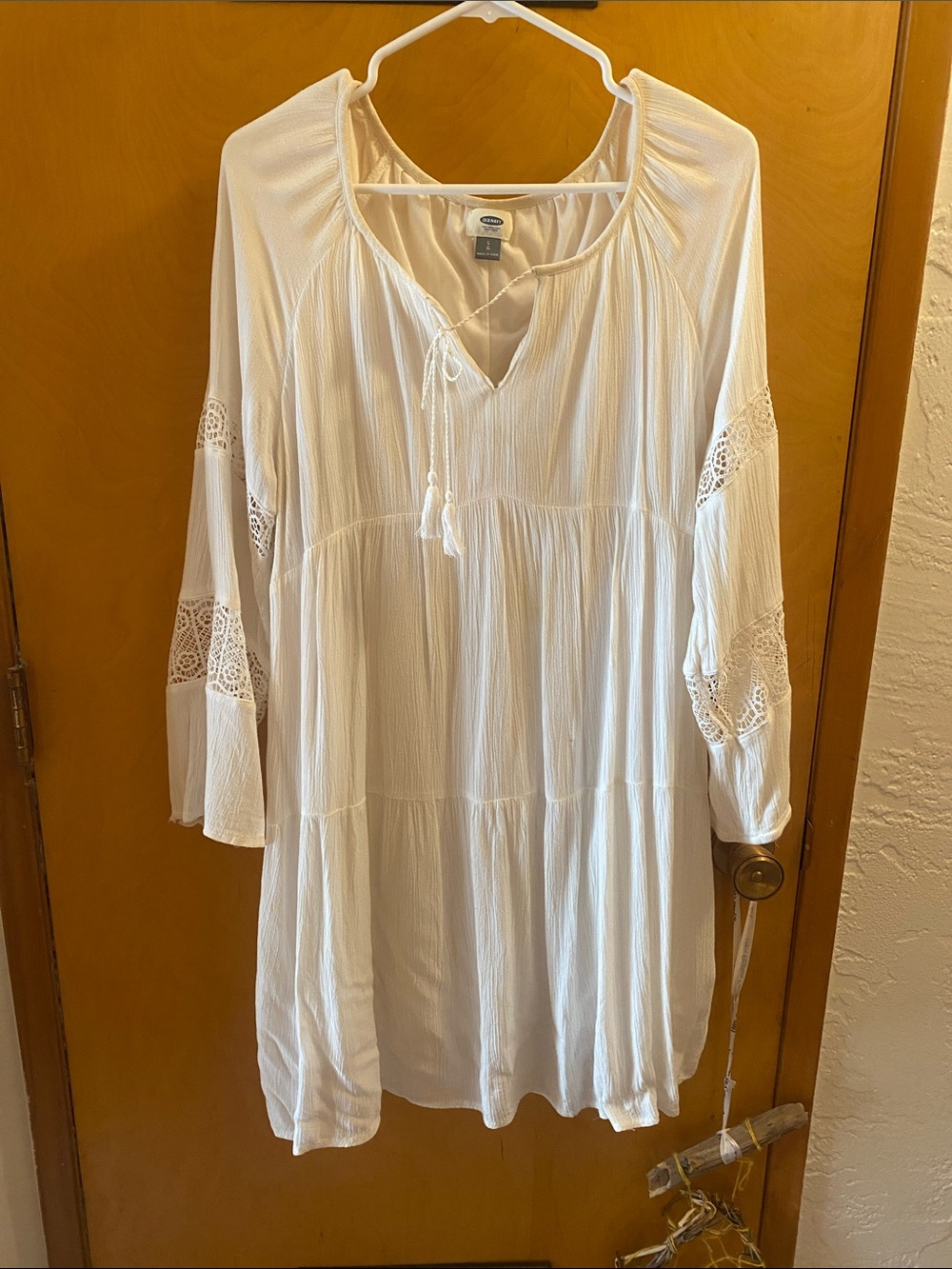 Old Navy Cream Peasant Tunic with Lace Insets